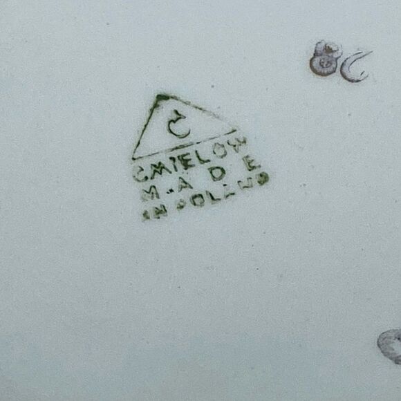 Vintage Cmielow Porcelain Pitcher – Turquoise Floral with Gold Accents 5” x 7” - Picture 5 of 5